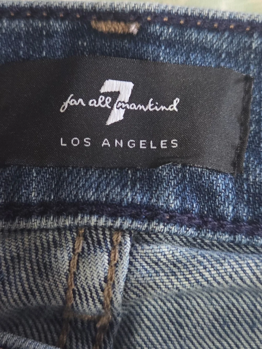 7 For All Mankind Men's Mid-Blue Cutoff Denim Shorts